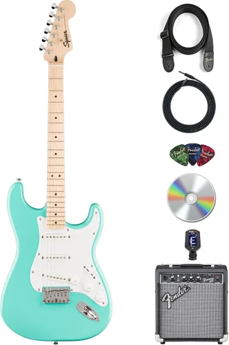 Vista 19 de Fender Squier Sonic Stratocaster HT H - Paquete Negro con Afinador, Correa, Púas y DVD de Guitarra Austin Bazaar Negro HT H