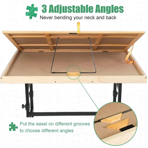 Vista 5 de ALL4JIG Mesa de rompecabezas de 1500 piezas con patas, mesa de rompecabezas ajustable de 24.53 x 33.19 pulgadas, tablero de rompecabezas de madera