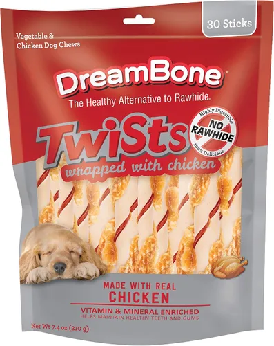 Vista 16 de Dreambone Twist Sticks - Masticables para perros sin cuero crudo, hechos con pollo real, 100 unidades (paquete de 1) Masticable diario, digiere