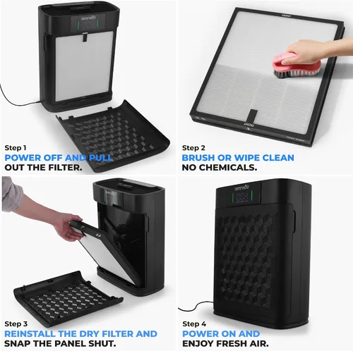 Vista 5 de SereneLife Purificador de aire HEPA para el hogar, WiFi inteligente y control de aplicaciones, purificador de aire ultra silencioso para dormitorios