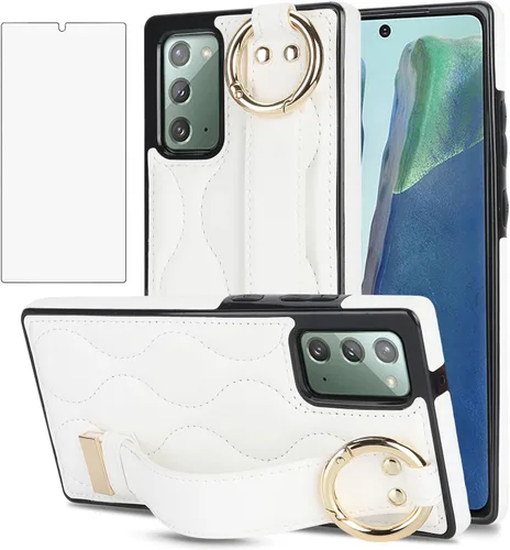Vista 14 de Asuwish Funda de teléfono para Samsung Galaxy Note 20 5G con protector de pantalla y correa para la muñeca, soporte de pulsera, anillo de silicona
