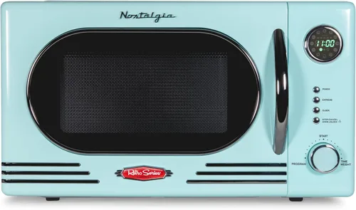 Vista 44 de Nostalgia Retro - Horno de microondas para encimera - Incluye 12 ajustes preprogramados y reloj digital - 0.9 pies cúbicos - 800 vatios - Amarillo