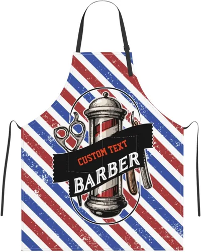 Vista 11 de Delantal de barbería personalizado para hombres y mujeres, delantal de peluquería con texto personalizado con bolsillos, delantal ajustable
