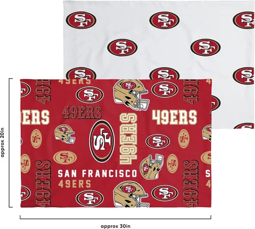 Vista 6 de FOCO Juego de ropa de cama unisex para adultos con logotipo del equipo de la NFL, sábanas y fundas de almohada, juego de ropa de cama de 5 piezas