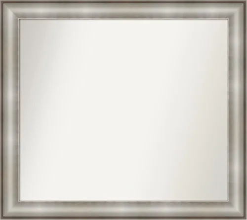 Vista 57 de Amanti Art Espejo de baño plateado para sobre el fregadero, 28 x 37 pulgadas, elegante espejo rectangular de peltre cepillado, marco de madera