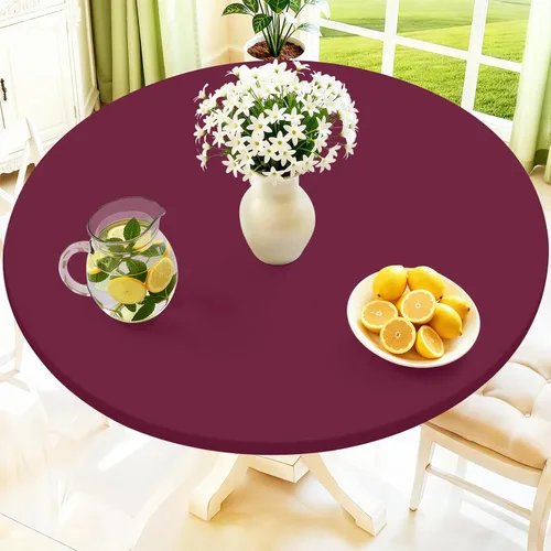 Vista 47 de Moosfor Mantel redondo de elastano, elástico ajustable impermeable para mesas de 18 a 24 pulgadas, mantel de picnic elástico lavable para Azul