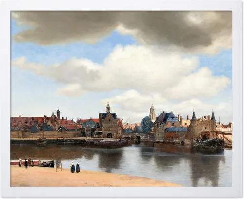 Vista 24 de Poster Master Póster vintage Johannes Vermeer – Impresión de pintura de vista retro de Delft – Vista del arte de Delft – Regalo para hombres