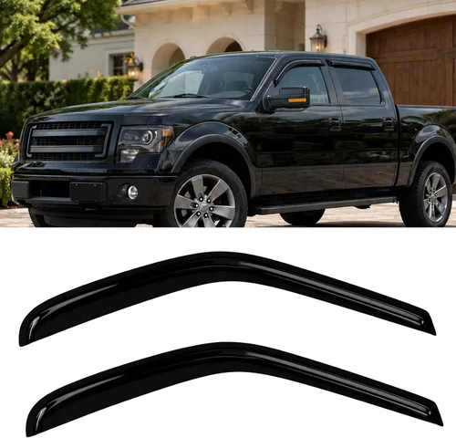 Vista 86 de Protectores de lluvia de ventana para Ford F150 SuperCab 2004-2014 2 piezas deflector de ventana para 09-14 F-150 con 2 puertas delanteras