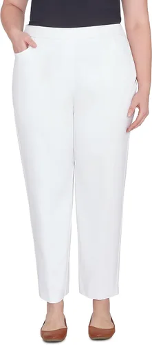 Vista 11 de Alfred Dunner Pantalón clásico Allure elástico de longitud media para mujer Blanco puro