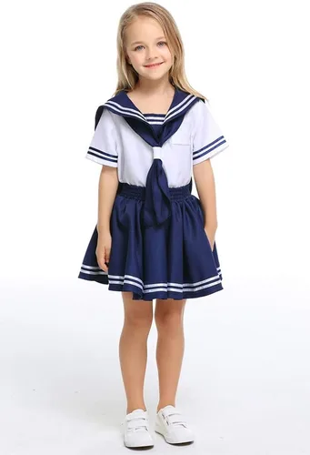 Vista 2 de Disfraz de luna marinera para niñas, uniforme escolar japonés Kawaii para cosplay, traje azul marino