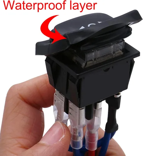 Vista 5 de TWTADE Interruptor de Polaridad Inversa Impermeable con Enganche DC 12V 10A Control de Motor 6 Pines 3 Posiciones ON-Off-ON AC 110V-220V Interruptor