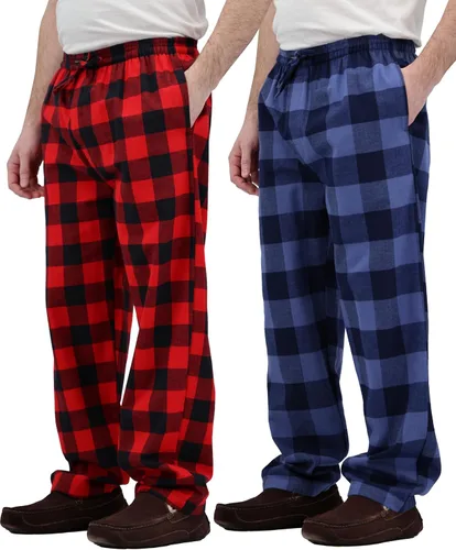 Vista 16 de Andrew Scott - Pantalones de pijama de franela 100 % algodón supersuaves para hombre, diseño a cuadros, paquete de 2