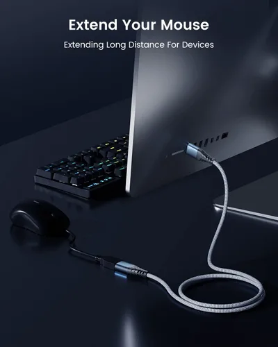 Vista 3 de ANDTOBO Cable de extensión USB de 3.3 pies, USB 3.0 tipo A, macho a hembra, cables extensores de transferencia de datos de alta velocidad de 5 Gbps