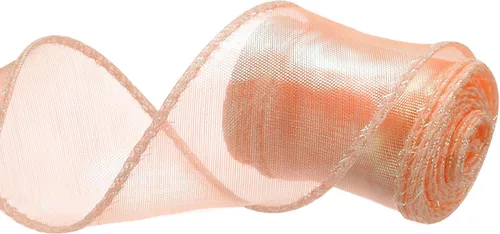 Vista 28 de MECCANIXITY - Cinta de organza con cable de 1 1/2" de ancho, brillante, transparente, con brillo irisado en tonos pastel, cinta de gasa para Beige