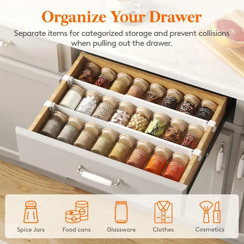 Vista 2 de Lifewit Paquete de 6 divisores de cajones de cocina colgantes de 3.1 pulgadas de alto, 10.2-16.5 in/10-17 organizadores de cajones ajustables