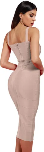 Vista 4 de Whoinshop - Vestido de fiesta de noche para mujer, con tirantes, de rayón, vestido de tubo.