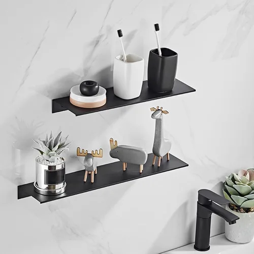 Vista 2 de Estante flotante, estante de pared de metal negro para sala de estar, baño, cocina, dormitorio, estantes de exhibición de 12 pulgadas