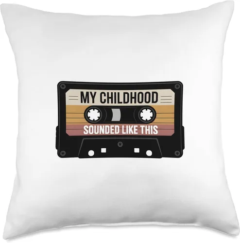Vista 4 de My Childhood Sounded Like This Retro Cassette Throw Pillow