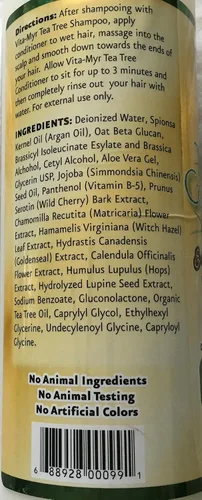 Vista 3 de Vitamyr Tea Tree 16 Oz Natural Acondicionador Botánico Ingredientes
