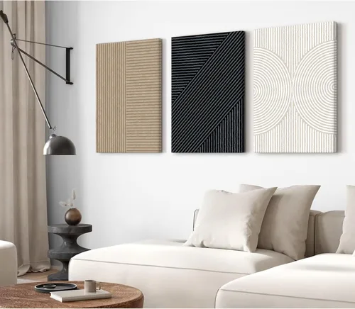 Vista 171 de Imágenes abstractas modernas para pared, arte de pared bohemio y neutro, arte de pared de línea minimalista, arte de pared beige, negro y marrón