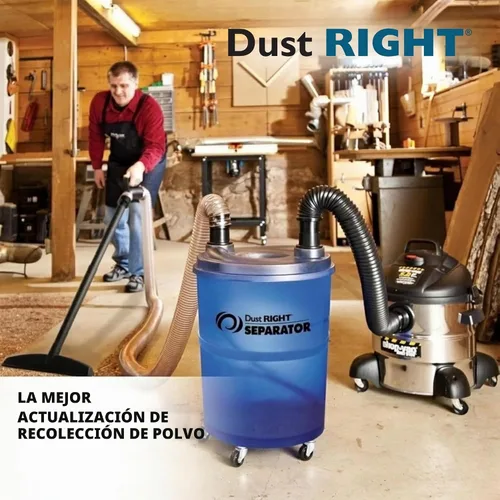 Vista 4 de Dust Right Separador de polvo + manguera Flex-Form de 36 pulgadas, colector de polvo ciclón que separa aserrín, astillas de madera, desechos y más