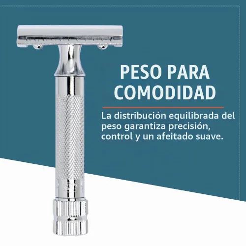 Vista 7 de MERKUR Juego de maquinilla de afeitar de seguridad clásica resistente de mango corto 34C con 10 cuchillas en una caja Cromo