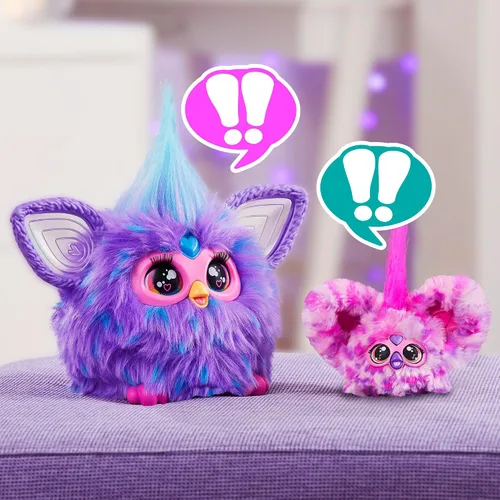 Vista 10 de Furby Furblets Hip-Bop Mini Friend, más de 45 sonidos, música hip hop y frases furbish, juguetes de peluche electrónicos, rosa y morado, regalos