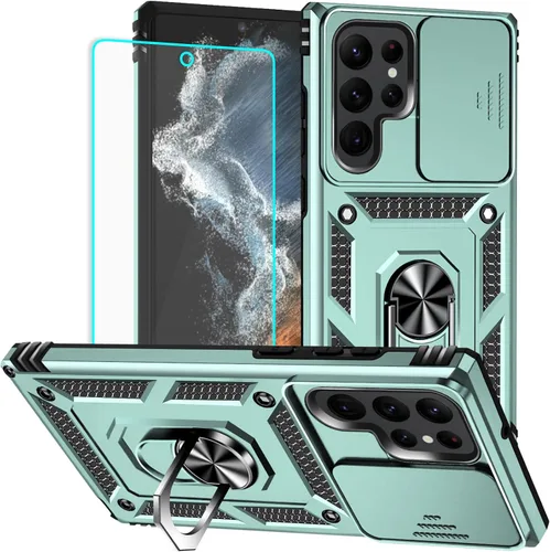 Vista 12 de Funda para Samsung Galaxy S22 Ultra con protector de pantalla: [grado militar de 20 pies a prueba de caídas] anillo a prueba de golpes para Samsung