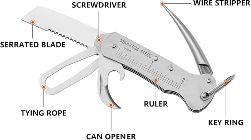 Vista 2 de Cuchillo de Supervivencia para Marinero Tamaño Bolsillo EDC Multiherramienta Swiss Army Skipper Herramienta de Emergencia para Rigging