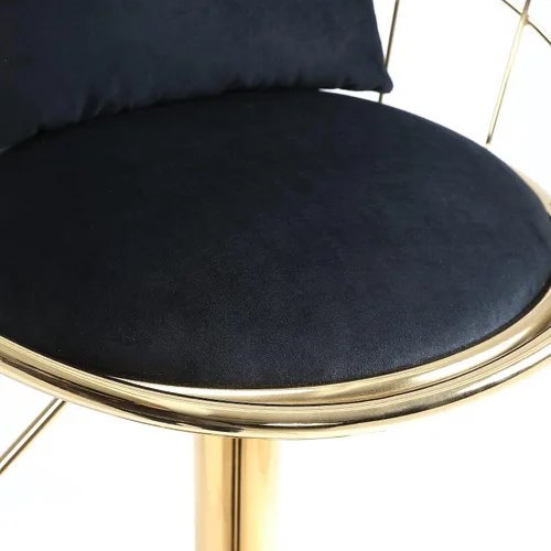 Vista 6 de Polibi Juego de 2 sillas de bar giratorias de terciopelo con rotación de 360 grados con base dorada pura, altura de asiento ajustable de 23.25 a