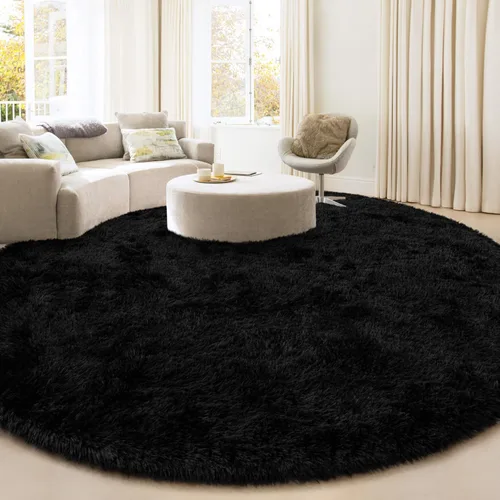 Vista 16 de Alfombra Redonda para Dormitorio, Alfombras de Área Circulares Suaves y Esponjosas de 4x4 pies para Cuarto de Niños y Niñas, Habitación Infantil