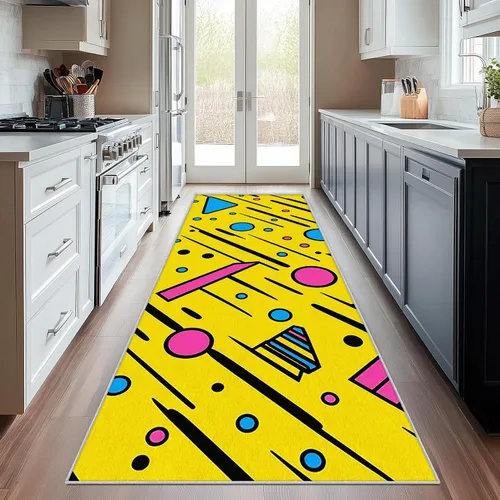 Vista 14 de Geometric Runner Rug 2x4 Small - Hallway Runner Rug Retro Mid Century Modern Abstract Pattern, Non Slip, Washable, Geometric Home Decor Carpet for