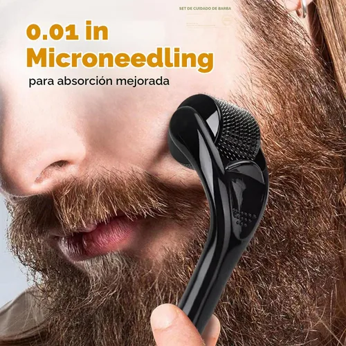 Vista 5 de Waking Forest Derma Roller 0.010 in y aceite para barba (1 onza), kit de barba de sándalo, rodillo de microagujas para barba con titanio 540