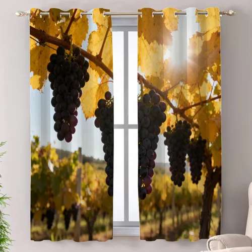 Vista 106 de Shrahala Orange Autumn Autumn Blackout Curtain Tiers, Fall Kitchen Valance Light Blocking Tier Drapes with Rod Pocket, 2 Pack 26 X 24 in