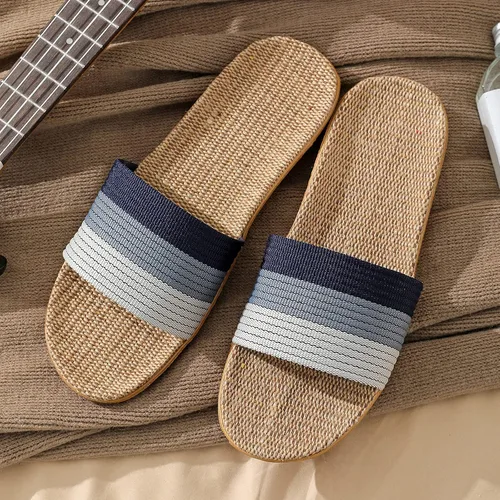 Vista 2 de Aniywn Unisex lino verano antideslizante interior zapatillas zapatillas de casa lino hombres y mujeres casa transpirable zapatillas