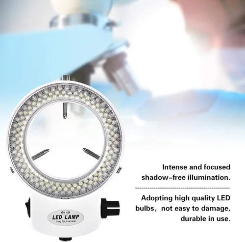 Vista 2 de Luz de microscopio LED 144 LED Brillo ajustable para cámara de microscopio estéreo (blanco)