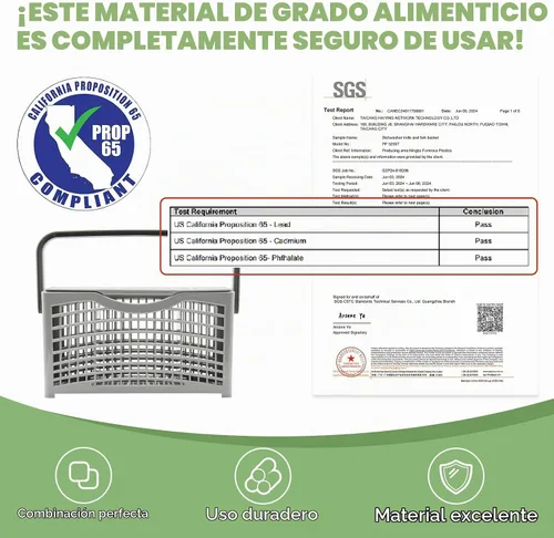 Vista 5 de Universal Dishwasher Basket Replacement - 2 in 1 Utensil/Cutlery Basket
