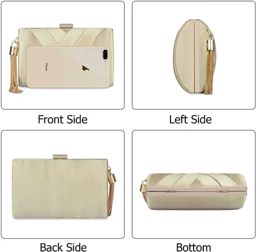 Vista 2 de Bolsos de noche para mujer, elegante bolso de mano con borlas para novia, boda, graduación, noche, fiesta