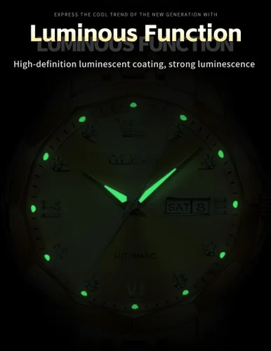 Vista 29 de OLEVS Reloj de pulsera automático con diseño de esqueleto para hombre, de lujo, con diamantes de lujo, de acero inoxidable, calendario, reloj