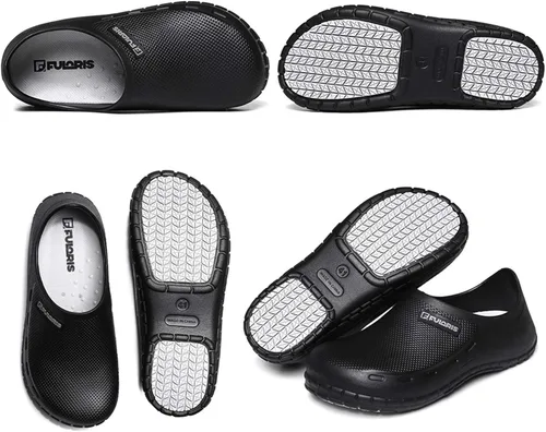 Vista 2 de FULORIS - Zapatos de chef antideslizantes para hombre, zapatos de trabajo para hombre, zuecos impermeables para hombres, zuecos de cocina