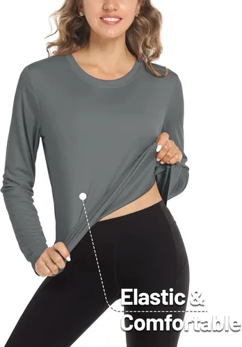Vista 4 de MAGCOMSEN Camisas de manga larga UPF 50+ para mujer, protección solar SPF Ateltic, camisetas de secado rápido