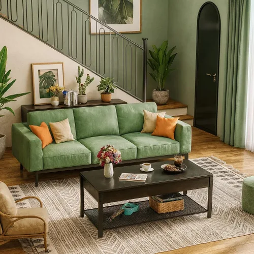Vista 2 de Homieasy - Mesa de café, mesa de centro con tablero elevado y estante de almacenamiento con compartimento oculto, mesa moderna con tablero elevado