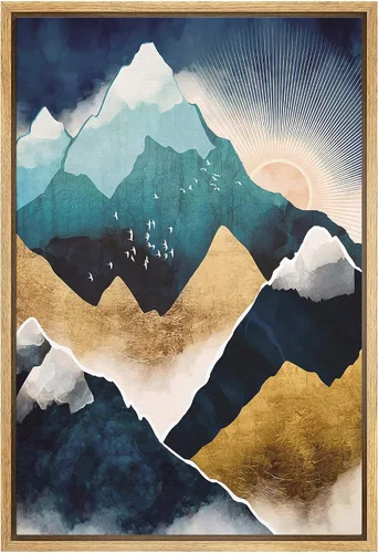 Vista 17 de SIGNFORD Lienzo Enmarcado Impresión Arte de Pared Océano Pastel Luz del Sol Puesta de Sol Horizonte Naturaleza Vida Silvestre Ilustraciones Arte