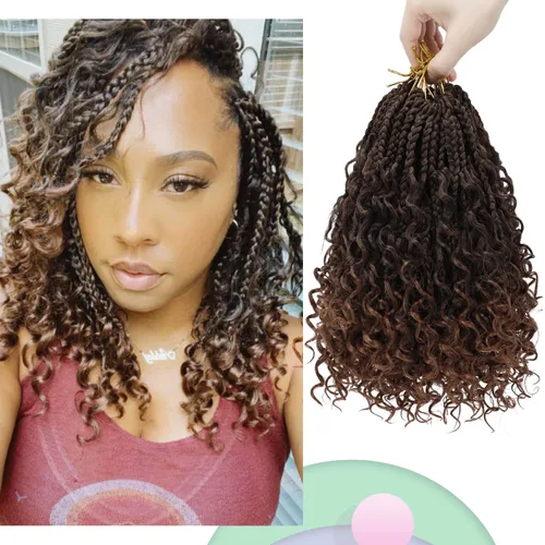 Vista 16 de Goddess Box Braids 1B3330 - Trenzas de ganchillo bohemias de 10 pulgadas para mujeres negras, paquete de 7 paquetes de trenzas bohemias preenlazadas