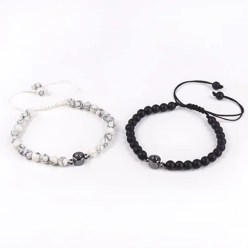 Vista 3 de I Love You - Pulseras a juego en 100 idiomas, regalos para parejas para mis hombres, novio, novia, marido, mi amor, alma gemela, prometida, regalo