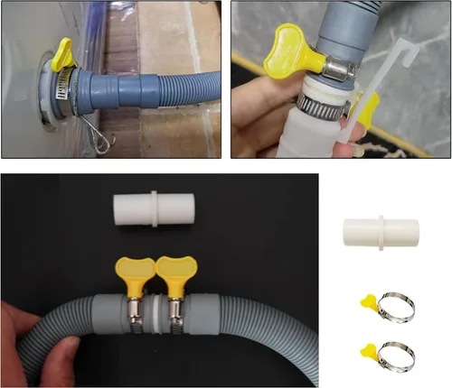 Vista 3 de Kit de extensión universal de manguera de drenaje para lavadora de 6.6 pies, manguera flexible para lavavajillas con 1 adaptador, 2 abrazaderas, 1