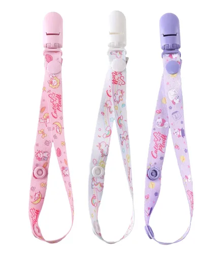 Vista 9 de CutiePlusU Paquete de 3 clips para chupete de gran tamaño, rosa, azul, blanco