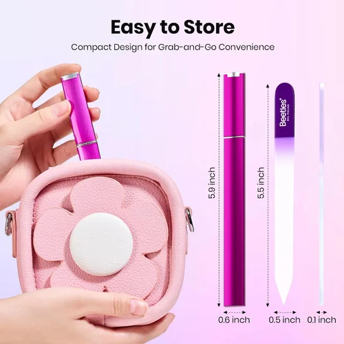 Vista 7 de Beetles - Lima de Uñas de Vidrio para Uñas Naturales Paquete de 3 – Limas de Uñas de Vidrio de Doble Cara con Estuche Grabado Cuidado Suave de Uñas