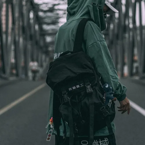 Vista 3 de Niepce Inc Japanese Techwear Streetwear Slim Daypack Mochila (negro)