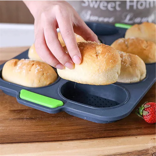 Vista 5 de Molde de silicona para hornear, mini bandeja para hornear baguette, molde para hornear pan francés perforado antiadherente, molde para hornear pan